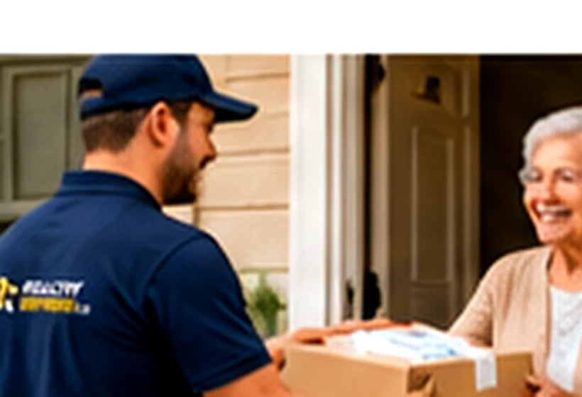 Professional courier making a package delivery at a residence